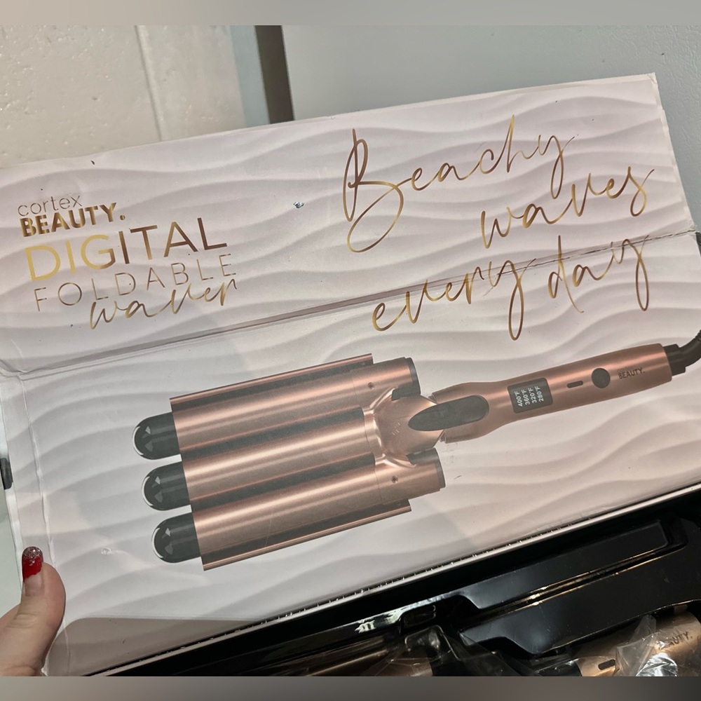 Cortex Rose Gold 3 Barrel Foldable Hair Waver NIB